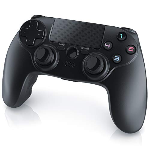 CSL - Gamepad - Controlador inalámbrico para PS5 PS4 PS4 Pro PS4 Slim - Mando Dual Shock - Salida auriculares 3.5 mm - Barra de luz - Touchpad - Botón Home - 3D - Altavoz – Recargable