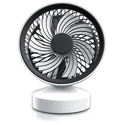 CSL - USB Ventilador con pie - Ventilador de Mesa USB Desk Fan Ventilador de Escritorio - máx. 45 dB A - Interruptor de Encendido Apagado - Inclinable Aprox. 25 Grado Ajustable - Blanco Negro