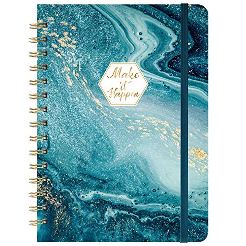 Cuaderno / diario rayado - Cuaderno rayado con tapa dura y papel grueso de primera calidad, 8.5 "x 6.5", Cuaderno / diario en espiral rayado, fuerte encuadernación con alambre doble, bolsillo trasero