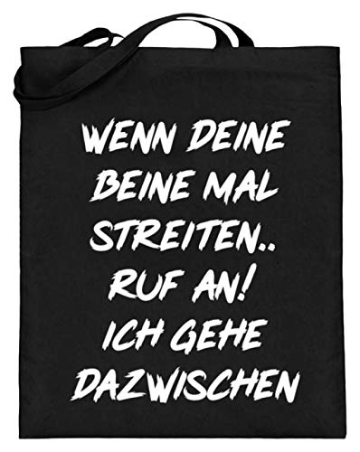 Cuando tus piernas se pelean, llámenos. Voy a hablar de ello. Divertido diseño Flirt – Bolsa de yute (con asas largas), color Negro, talla 38cm-42cm