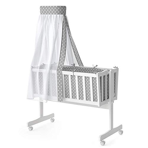 Cuna Balancin Completa con Dosel Star Ibaby Dreams. Incluye: Edredon + Almohada + Protector Completo + Colchón minicuna + Dosel - Color Stars Gris. Cuna Balancin Completa con Dosel Star Ibaby Dreams. Incluye: Edredon + Almohada + Protector Completo + Colchón minicuna + Dosel - Color Stars Gris.