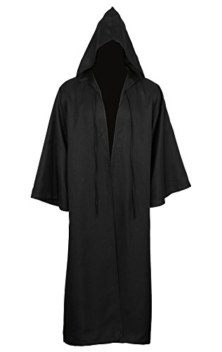 CUSFULL Capa con Capucha Capa Disfraz de Caballero Cool Cosplay Disfraz para Traje de Halloween (M, Adulto Negro) CUSFULL Capa con Capucha Capa Disfraz de Caballero Cool Cosplay Disfraz para Traje de Halloween (M, Adulto Negro)