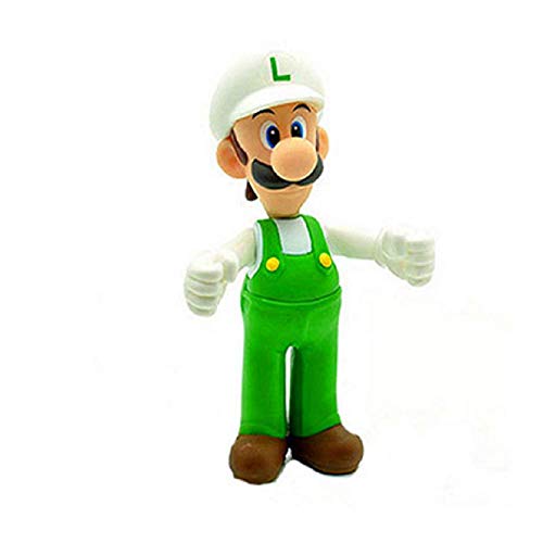 CY 18 Estilos 8-15cm Anime Super Mario Bros Bowser Koopa Yoshi Mario Maker Luigi Mushroom Peach Wario PVC Figura Juguetes Niños Regalo (sombrero blanco L)