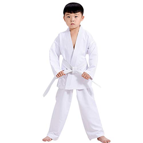 DANDANdianzi trajes de Taekwondo Karate juego de los niños adultos de taekwondo de artes marciales de la blusa de los pantalones de los trajes, L