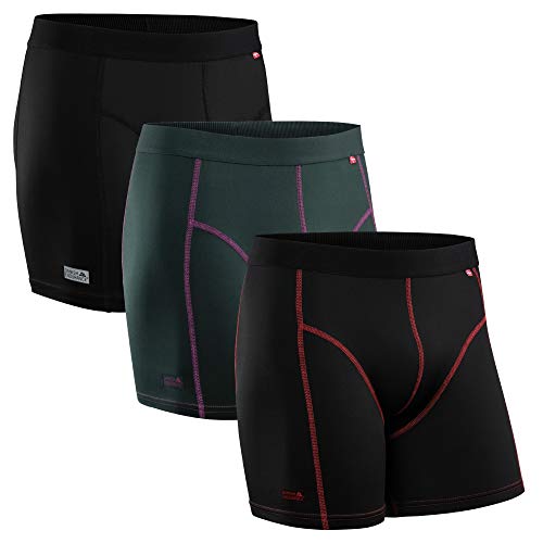 DANISH ENDURANCE Calzoncillos Bóxer de Deporte Pack de 3 (Multicolor: 1 x Negro, 1 x Verde/púrpura, 1 x Negro/Rojo, Large)