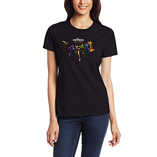 DAXIANIU Mujer Camiseta T-Shirts Metroid Prime All Hunters Cotton Camiseta T-Shirts Black