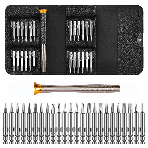 DAZAKA Juego de Destornilladores Mini Precisión 25 en 1 Herramientas Desmontar Kit de Reparación para Smartphone, PC, Cámara, Reloj, Tablet PC, Gafas