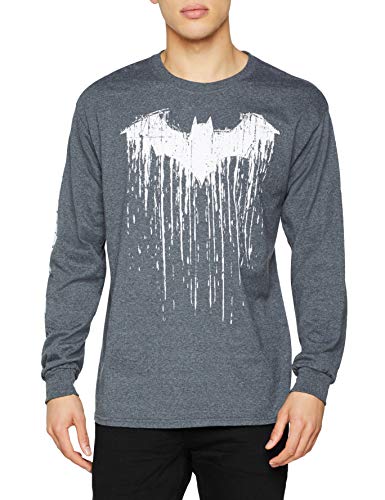DC Comics Batman Paint Camiseta de Manga Larga, Oscuro Heather Gris, L para Hombre DC Comics Batman Paint Camiseta de Manga Larga, Oscuro Heather Gris, L para Hombre