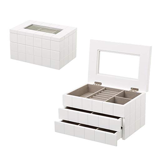 D,casa - Joyero de Madera con 2 cajones Blanco Moderno para Dormitorio Fantasy