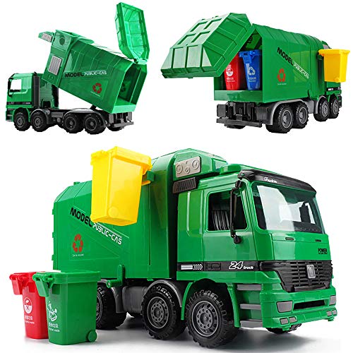 deAO Camión Contenedor con Función Hidráulica para Elevar y Vaciar Contenedores de Reciclaje Incluidos Vehículo y 3 Contenedores Variados Camión de la Basura deAO Camión Contenedor con Función Hidráulica para Elevar y Vaciar Contenedores de Reciclaje Incluidos Vehículo y 3 Contenedores Variados Camión de la Basura