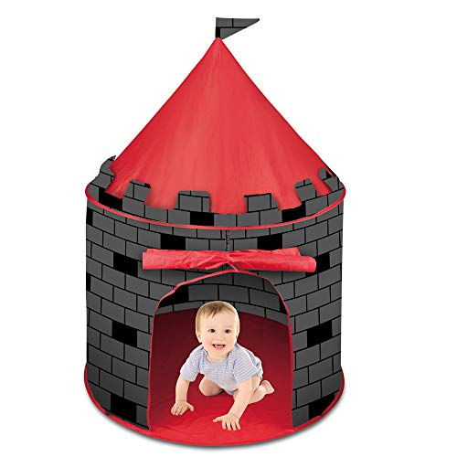 deAO Tienda Pop-Up Con Diseño De Castillo Rojo – Diseño Plegable Autoarmable – Actividad Infantil