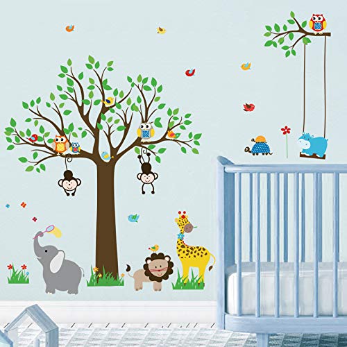 decalmile Pegatinas de Pared Animales Jungla Árbol Vinilos Decorativos Búhos Monos Elefante Adhesivos Pared Habitación Infantiles Niños Bebés Guardería (H:81cm) decalmile Pegatinas de Pared Animales Jungla Árbol Vinilos Decorativos Búhos Monos Elefante Adhesivos Pared Habitación Infantiles Niños Bebés Guardería (H:81cm)