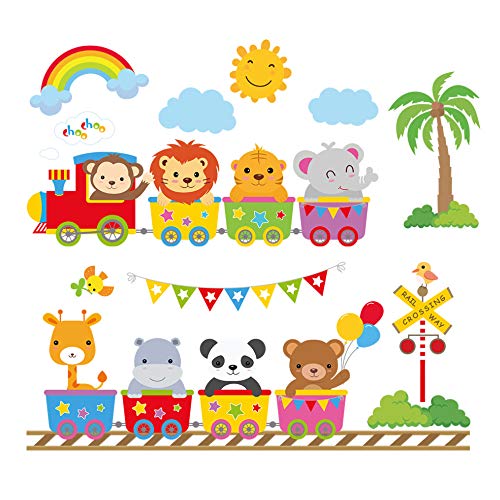 decalmile Pegatinas de Pared Tren de Animales Vinilos Decorativos Elefante Mono León Adhesivos Pared Infantiles Niños Habitación Bebés Guardería decalmile Pegatinas de Pared Tren de Animales Vinilos Decorativos Elefante Mono León Adhesivos Pared Infantiles Niños Habitación Bebés Guardería