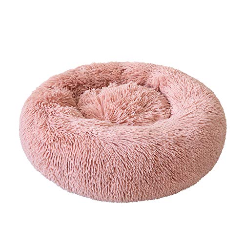 Decdeal Cama de Mascotas Donut Cama de Perros Gatos Redonda Cómodo Suave Felpa Corto con una Bola de Sisal Cama de Gatitos Cachorros para Dormir Descansar Durmiente