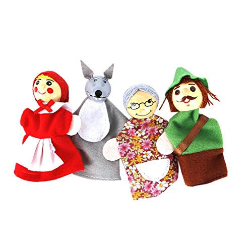 Dedo 4pcs / Set Caperucita Roja De Animales De Navidad Marioneta Del Dedo Juguetes Educativos Cuentacuentos Muñeca Niños De Juguete Nuevo Animal La Marioneta Del Bebé Tiempo De La Historia Durables Y