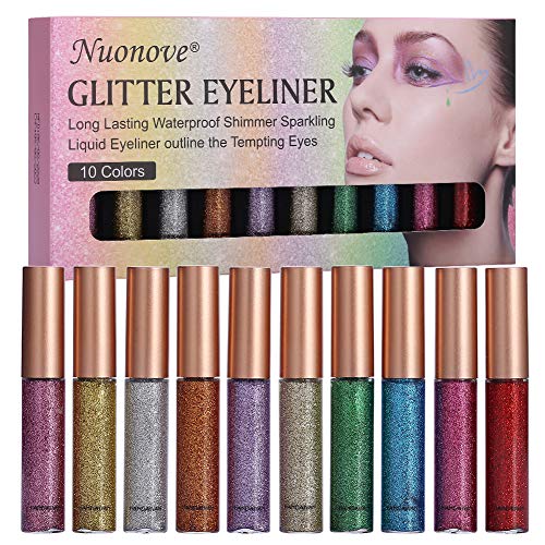 Delineador De Ojos Brillo, Glitter Eyeliner, Liquid Glitter Eyeliner, Delineador de ojos de Colores, Sombra de ojos Shimmer Sparkling Eyeliner de larga duración a prueba de aguaeliner 10 Colores Delineador De Ojos Brillo, Glitter Eyeliner, Liquid Glitter Eyeliner, Delineador de ojos de Colores, Sombra de ojos Shimmer Sparkling Eyeliner de larga duración a prueba de aguaeliner 10 Colores