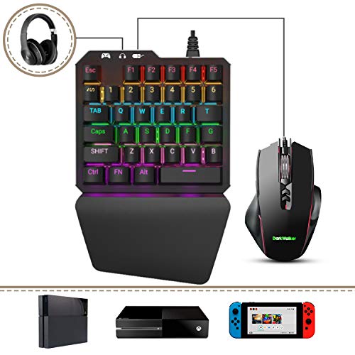 Delta essentials FO203 Combo Teclado y Ratón, Teclado mecánico Gaming Switch Azul Juegos, Adaptador Convertidor para PlayStation 3/PlayStation 4/Nintendo Switch/Xbox One