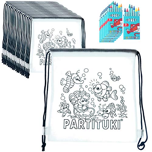 Detalles para Niños Partituki. 15 Mochilas para Colorear y 15 Sets de 7 Ceras de Colores. Detalles Fiestas Infantiles. Con Certificado CE de no Toxicidad Detalles para Niños Partituki. 15 Mochilas para Colorear y 15 Sets de 7 Ceras de Colores. Detalles Fiestas Infantiles. Con Certificado CE de no Toxicidad