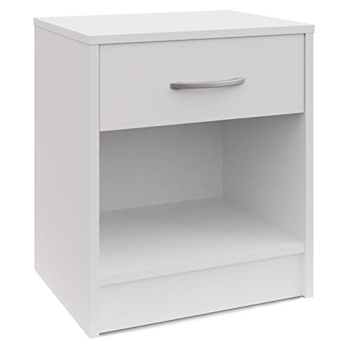 Deuba Mesita de Noche Blanca nochero Sencillo Mesa Auxiliar con cajón Espacio para Guardar Libros Moderna Dormitorio Deuba Mesita de Noche Blanca nochero Sencillo Mesa Auxiliar con cajón Espacio para Guardar Libros Moderna Dormitorio