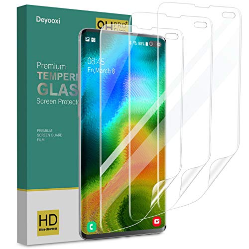 Deyooxi Protector de Pantalla para Samsung Galaxy S10 Plus,3 Unidades Soft Alta Definición TPU Pantalla Protectora para Samsung Galaxy S10 Plus,Compatible con Fundas,Anti-Huellas,Transparente
