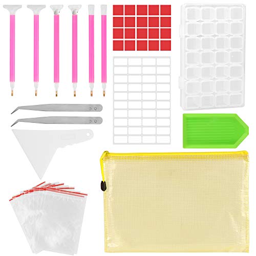 Diamond Painting Kit Completo, 48 Piezas DIY Diamante de Pintura Herramientas, 5D Caja Accesorios Diamond, Diamond Painting Organizador para Diamantes Joyas Manicura Uñas