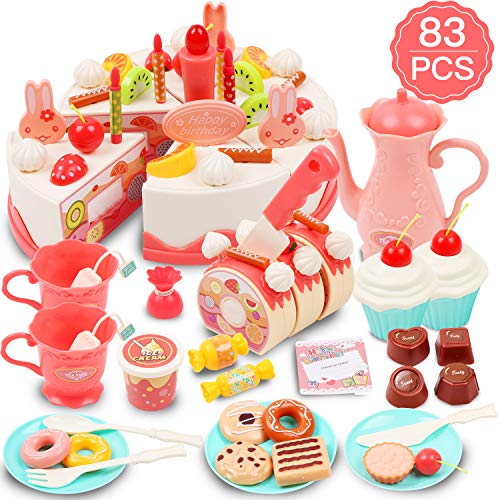 DigHealth 83 Piezas Tarta Cumpleaños Juguete, Alimentos Juguete, Corte Pastel de Cumpleaños con Velas, Fruta, Helado, Galletas, Dulce y Chocolate para Niños de 3 Años en Adelante DigHealth 83 Piezas Tarta Cumpleaños Juguete, Alimentos Juguete, Corte Pastel de Cumpleaños con Velas, Fruta, Helado, Galletas, Dulce y Chocolate para Niños de 3 Años en Adelante