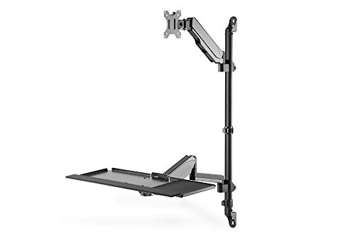 DIGITUS Sit-Stand Workstation Wall Single Mount, Black MAX Load Capacity: 1-8 kg,MAX Screen Size: 17"-32"