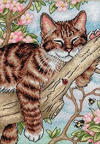 DIMENSIONS Gold Collection Petite Napping Kitten Counted Cross Stitch K-5"X7"