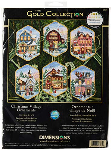 DIMENSIONS Ornamenti Oro Collezione Natale villaggio contato Cross St-5" Lunga Serie di Sei Avorio