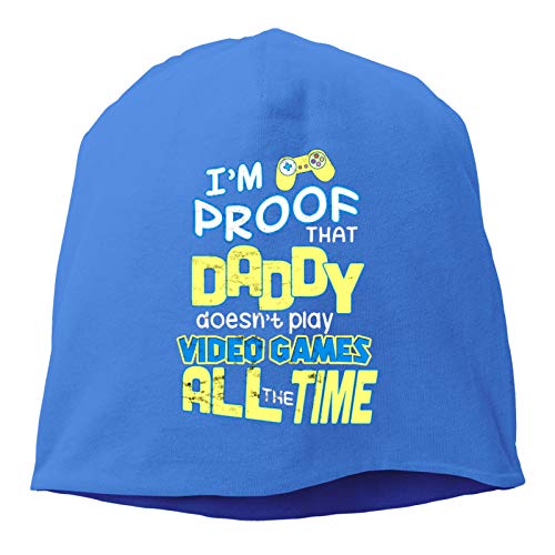 dingtucailiao Unisex I'm Proof Daddy Does Not Play Video Games All The Time Hedging Cap For Mens Warm Cap Cowboy Hat Knitting Skull Caps For Outdoor and Indoor