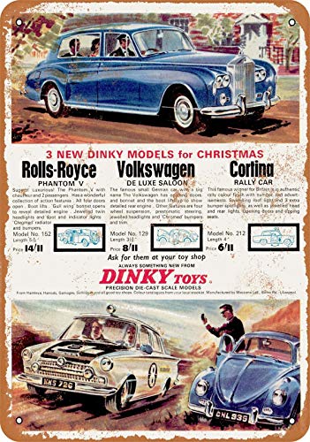 Dinky Toys Die Cast Cars Vintage Aluminum Metal Signs Tin Plaques Wall Poster for Garage Man Cave Beer Cafee Bar Pub Club Shop Outdoor Home Decor 12"x8"