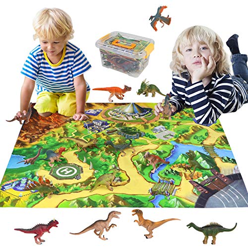 Dinosaurios Juguetes Figuras 16 Piezas Animales Juguetes Juego Educativo de Figura con Manta Juegos de Actividades Regalos para Niños Juguetes Niños 3 4 5 6 7 Años