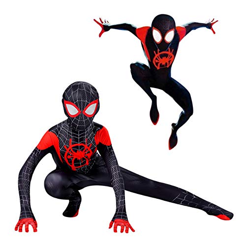 Disfraz Spiderman Halloween Navidad Spider-Man Into The Spider-Verse Miles Morales Ninos Cosplay Costume Y Mascara (M 130)