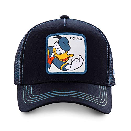 Disney - Gorra de camión para hombre, diseño de Mickey Mouse Donald Duck Goofy, retro, dibujos animados, 1 unidad, color negro, blanco y azul Diseño 2 (CL/DIS/1/DON2) Talla única