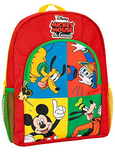 Disney Mochila para Niños Mickey Mouse Donald Duck Pluto Goofy Rojo