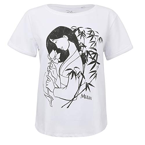 Disney Mulan Camiseta, Blanco, S para Mujer
