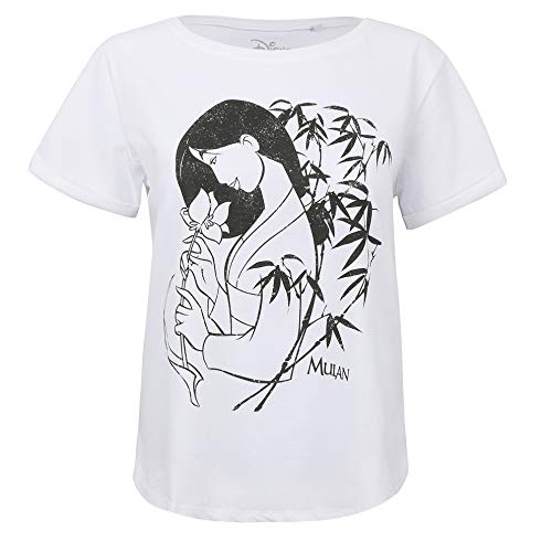 Disney Mulan Camiseta, Blanco, S para Mujer Disney Mulan Camiseta, Blanco, S para Mujer
