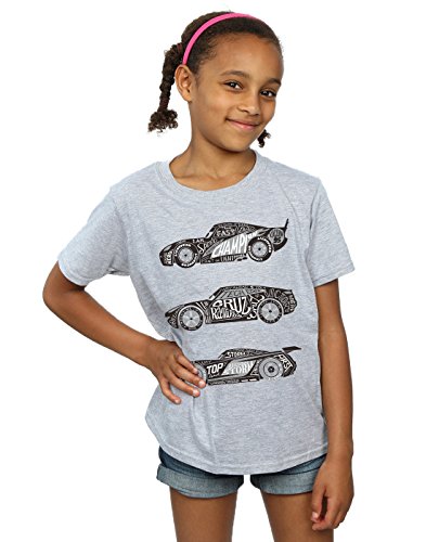Disney niñas Cars Text Racers Camiseta 9-11 Years Gris Sport