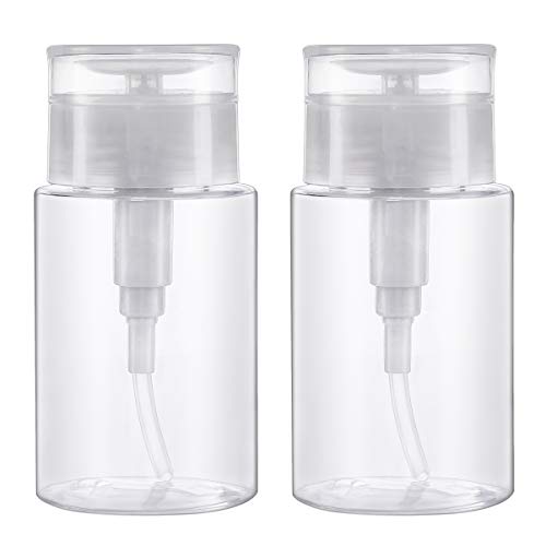 Dispensadores de Bomba Removedor de Esmalte de Uñas, Botella de Maquillaje Plástica Vacía Transparente, Empuje hacia Abajo para Quitaesmalte Alcohol para el Arte de Uñas, 2pcs