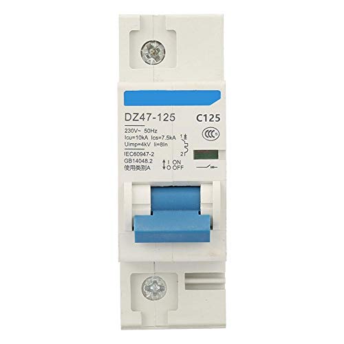 Disyuntor de circuito de corriente, DZ47-125 1P Corriente Miniatura Disyuntor AC 230V 80/100/125A Protección adicional Interruptor de protección contra fugas