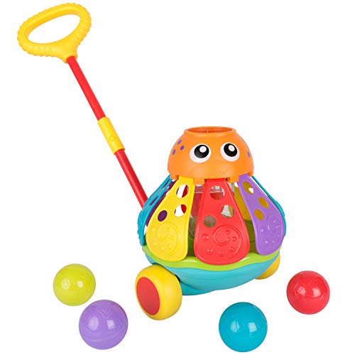 Divertido juego con pulpo conectado a un mango largo para empujar, El compañero perfecto para los primeros pasos de bebé Divertido juego con pulpo conectado a un mango largo para empujar, El compañero perfecto para los primeros pasos de bebé