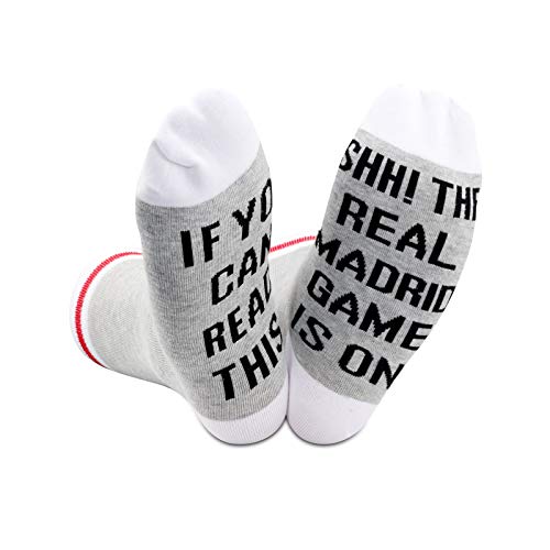 Divertidos regalos del Club de Fútbol Si usted puede leer este Shh El Juego del Real Madrid está en calcetines para los amantes de Madrid Divertidos regalos del Club de Fútbol Si usted puede leer este Shh El Juego del Real Madrid está en calcetines para los amantes de Madrid