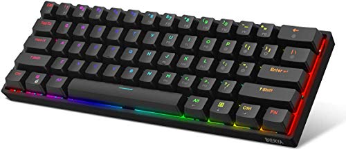 DK61E 60% Teclado mecánico para Juegos, Teclado PBT con Cable retroiluminado RGB Impermeable Tipo-C Intercambiable en Caliente Compacto 61 Teclas Teclado de computadora(Interruptor marrón)