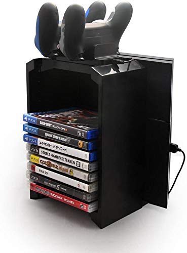 Docooler DOBE Kit de soporte de almacenamiento multifuncional para controladores de discos de juego PS4 con base de carga de controlador dual Docooler DOBE Kit de soporte de almacenamiento multifuncional para controladores de discos de juego PS4 con base de carga de controlador dual