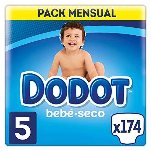 DODOT Bebé-Seco - Pañales, con canales de aire, 11-16 kg, Talla 5, Pack de 174 DODOT Bebé-Seco - Pañales, con canales de aire, 11-16 kg, Talla 5, Pack de 174