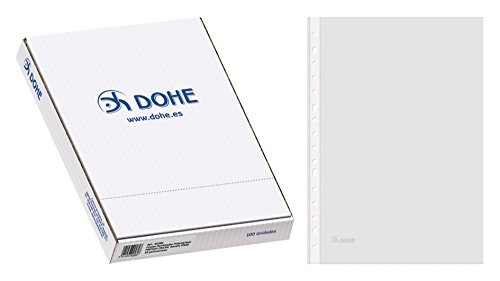 Dohe 90584 - Pack de 100 fundas multitaladro, folio, Cristal