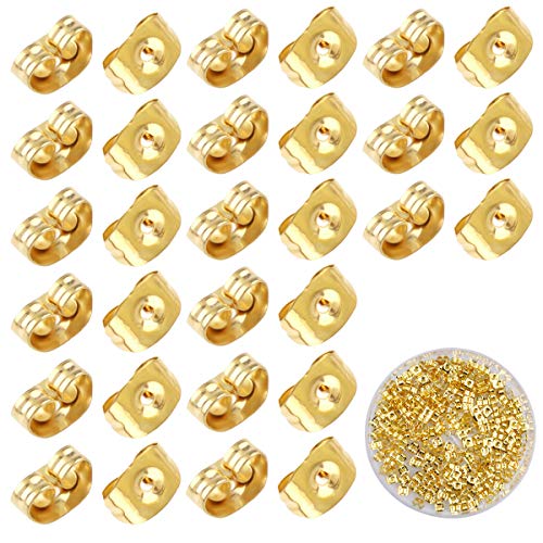 Dokpav 200PCS Universal Tapones de Pendiente Topes de Espalda de Seguridad de Pendiente, Plata Dorada Aretes de Mariposas, Tuercas de Pendientes, Pendiente para Pendientes de Gancho Anzuelo (A)