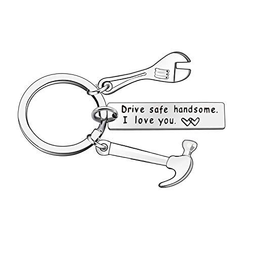 Drive Safe Handsome I Love You llavero de coche llavero familiar para pareja marido, esposa, novio, novia, ella él Drive Safe Handsome I Love You llavero de coche llavero familiar para pareja marido, esposa, novio, novia, ella él