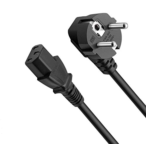 DTK Cable de alimentación C13 Cable de Caldera 3.0M IEC 320 C13 3 * 0.75mm2 EUR Cable de 3 Clavijas para PC, Impresora, Monitor, TV, proyector, PS3 / PS4 Pro, Equipo de DJ, Equipo de Escena (2Packs)