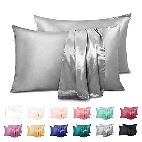Duerer Fundas de Almohada satén Sedoso estándar para 2 Piezas, con Cierre de sobre, Muy Liso Suave de 100% Microfibra, Belleza Facial, Cuidado de la Cara, hipoalergénico - 50x76cm, Gris Duerer Fundas de Almohada satén Sedoso estándar para 2 Piezas, con Cierre de sobre, Muy Liso Suave de 100% Microfibra, Belleza Facial, Cuidado de la Cara, hipoalergénico - 50x76cm, Gris